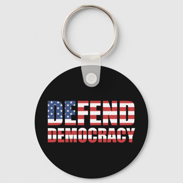 Defend Democracy Pro-Democracy Voting Rights Keychain (Front)
