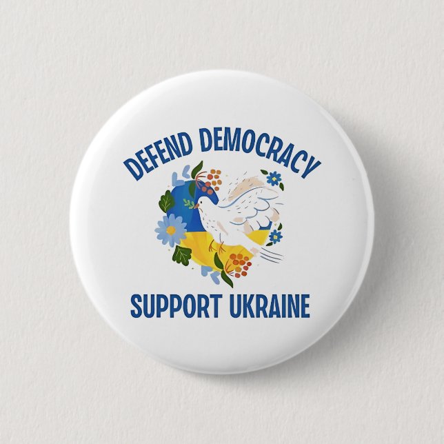 Defend Democracy Support Ukraine American Button (Front)