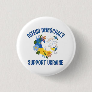 Defend Democracy Support Ukraine American Button