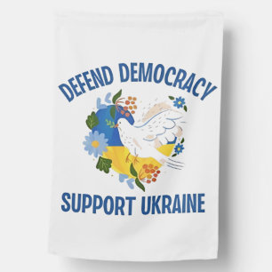 Defend Democracy Support Ukraine American House Flag