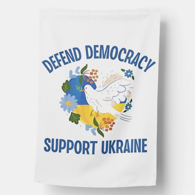 Defend Democracy Support Ukraine American House Flag (Front)