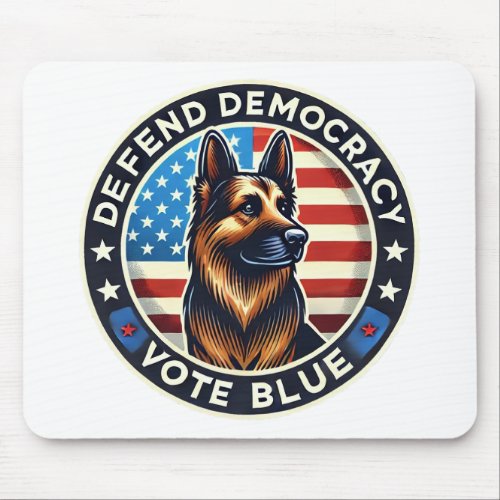 Defend Democracy _ Vote Blue _ German Shepherd Mouse Pad