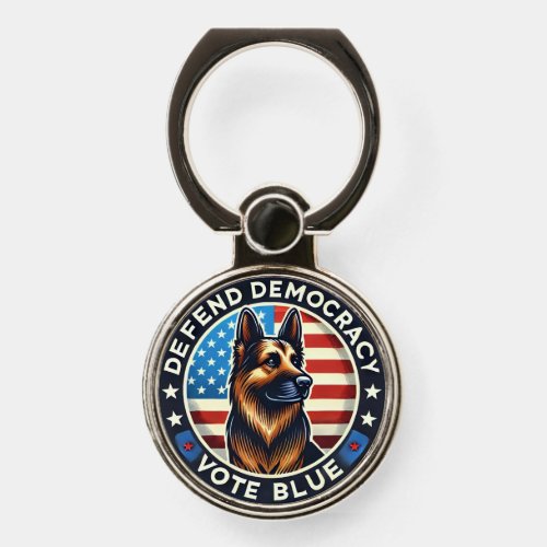 Defend Democracy _ Vote Blue _ German Shepherd Phone Ring Stand