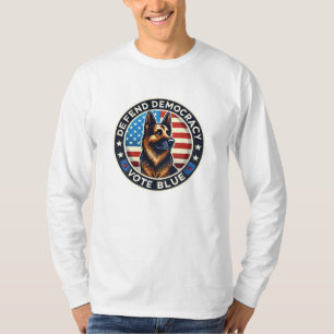 Defend Democracy - Vote Blue - German Shepherd T-Shirt