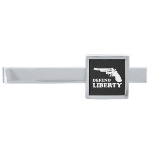 Defend liberty silver finish tie bar