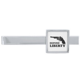 Defend liberty silver finish tie clip