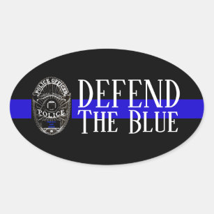 DEFEND THE BLUE POLICE SUPPORT OVAL BUMPER STICKER