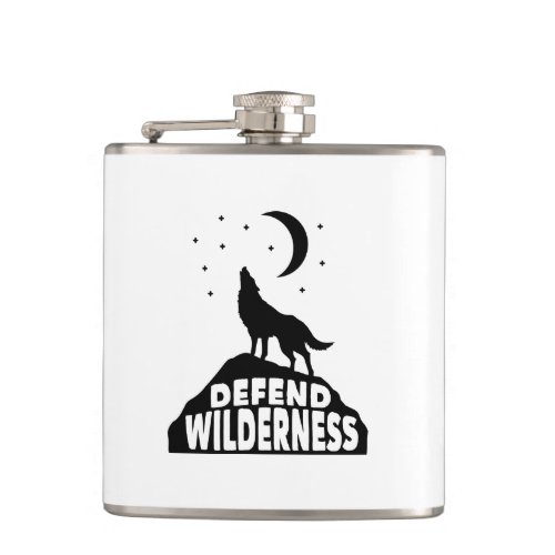 Defend Wilderness Wolf Moon Flask