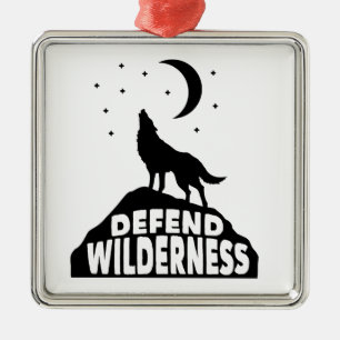 Defend Wilderness Wolf Moon Metal Ornament
