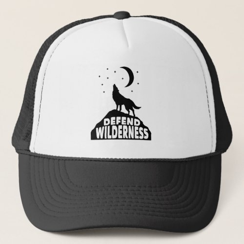 Defend Wilderness Wolf Moon Trucker Hat