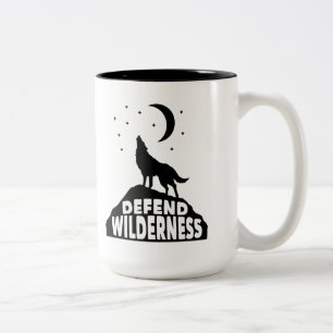 Defend Wilderness Wolf Moon Two-Tone Coffee Mug