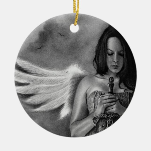 Defender Angel  Girl Sword Ornament (Front)