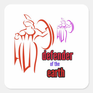 defender of the earth square sticker