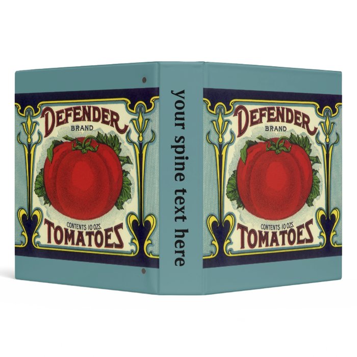 Defender Tomatoes, Vintage Fruit Crate Label Art Vinyl Binders