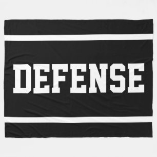 DEFENSE Athletic White Text Stripes On Bold Black Fleece Blanket