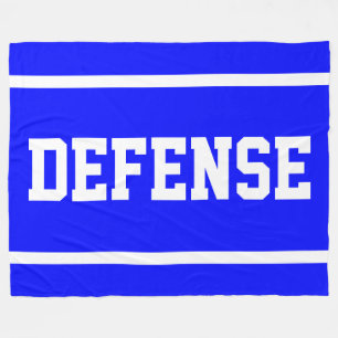 DEFENSE Athletic White Text Stripes On Bright Blue Fleece Blanket