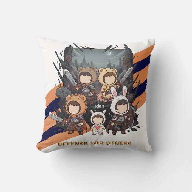 Defense for Others - Little Guardians Throw Pillow (Front)