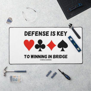 Defense Is Key To Winning In Bridge Card Suits Desk Mat