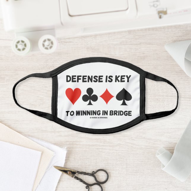 Defense Is Key To Winning In Bridge Card Suits Face Mask (Insitu)