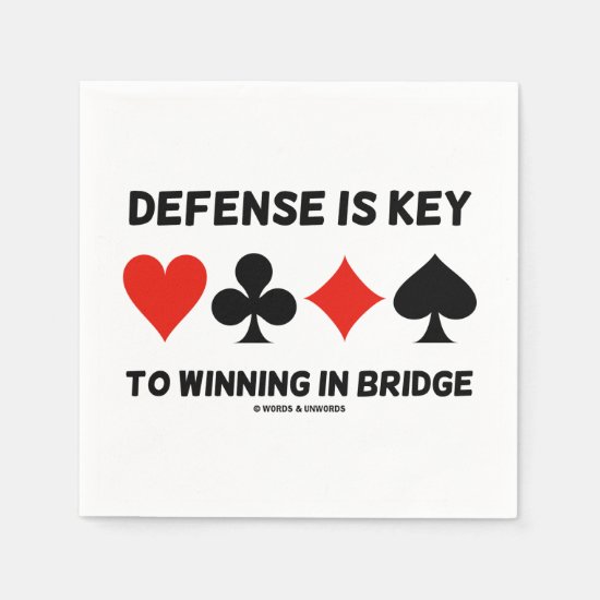 Defense Is Key To Winning In Bridge Card Suits Napkin