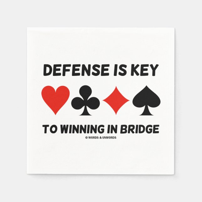 Defense Is Key To Winning In Bridge Card Suits Napkins (Front)