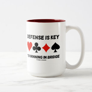 Defense Is Key To Winning In Bridge (Card Suits) Two-Tone Coffee Mug