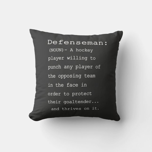 Defenseman - Hockey Definition Throw Pillow (Front)
