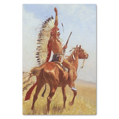 Defiance Western Art by Frederic Remington Tissue Paper