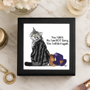 Defiant No Remorse Tabby Cat Funny Gift Box
