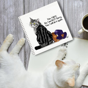 Defiant No Remorse Tabby Cat Funny Notebook