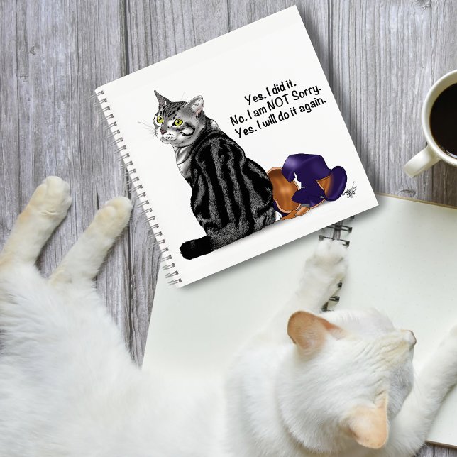 Defiant No Remorse Tabby Cat Funny Notebook (Creator Uploaded)