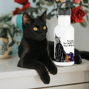 Defiant No Remorse Tabby Cat Funny Water Bottle