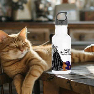 Defiant No Remorse Tabby Cat Funny Water Bottle