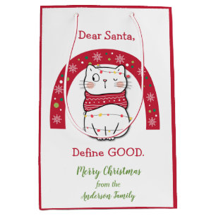 Define Good Christmas Rainbow Naughty Cat Medium Gift Bag