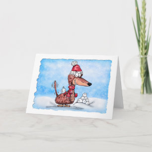 Define Good Mini Dachshund with Snowball Holiday C Card