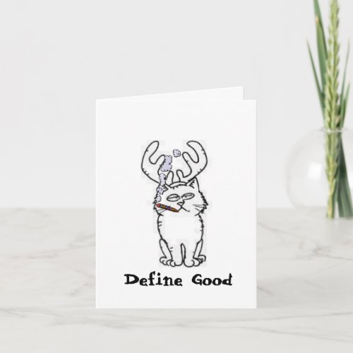 Define Good Reindeer Cat Holiday Card