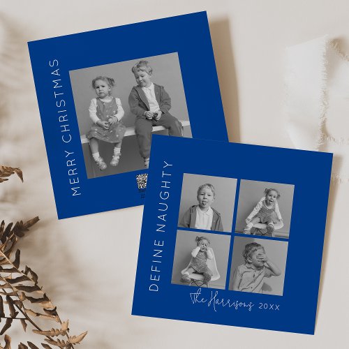 Define Naughty  5 Photo Collage Christmas Holiday Card