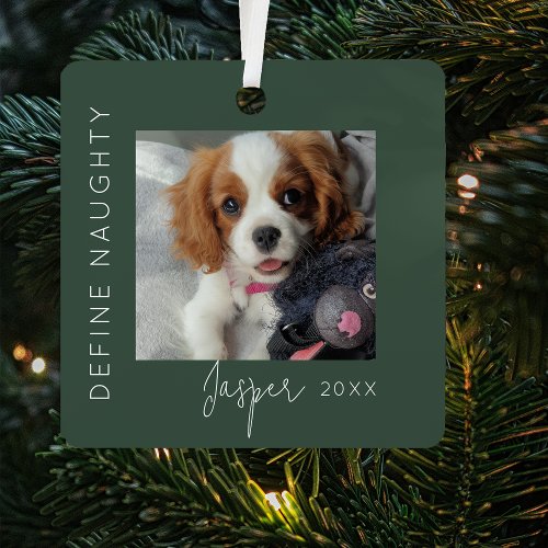 Define Naughty  5 Photo Collage Metal Ornament