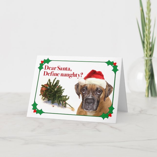 Define Naughty Boxer Holiday Card (Front)