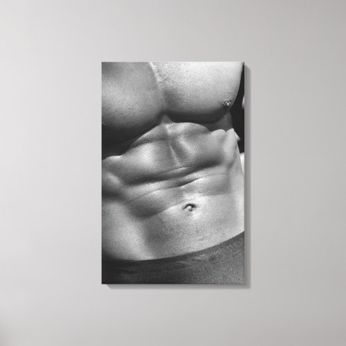Defined abdomen of bodybuilder canvas print