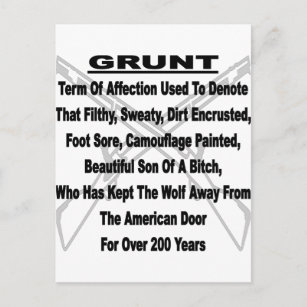 Defining The US Military GRUNT Postcard