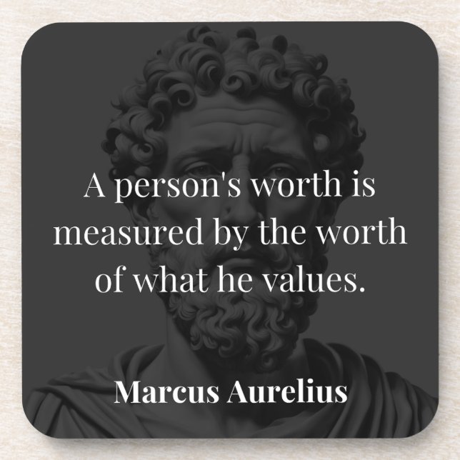 Defining Worth: Marcus Aurelius on Values Beverage Coaster (Front)