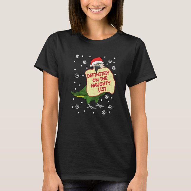 Definitely On Naughty List Parrot I Hahns Macaw T-Shirt (Front)