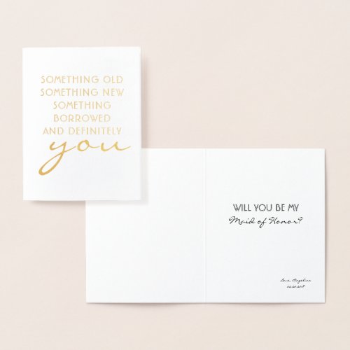 Definitely YOU _ Funny Bridesmaid Proposal Foil Card