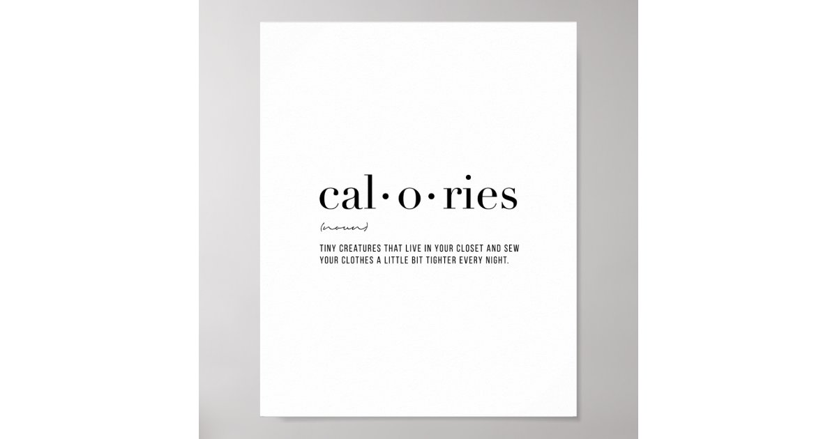 Definition Calories Poster Zazzle 