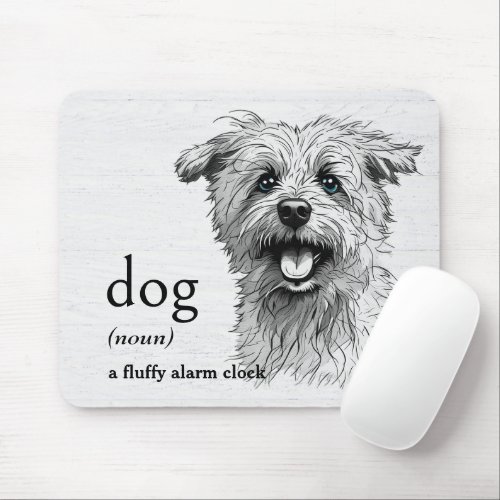 Definition for DOG On Whitewashed Wood Mouse Pad