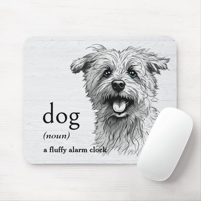 Definition for DOG On Whitewashed Wood Mouse Pad (With Mouse)