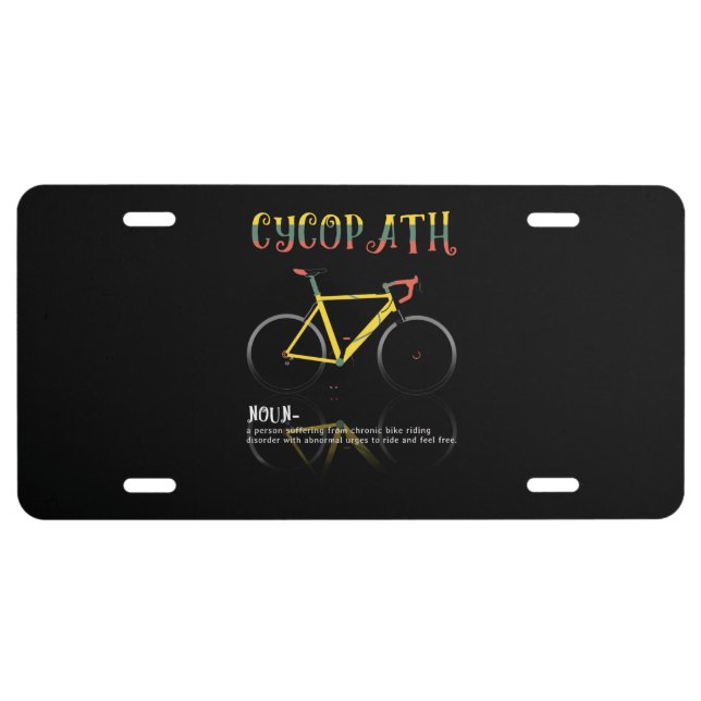 Definition Funny Cycling Addict Gift for Cyclist License Plate (Front)