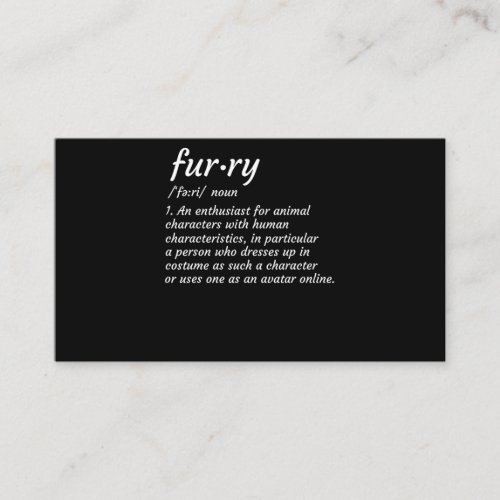 Definition Furry Fandom Furries Design Cosplay Business Card