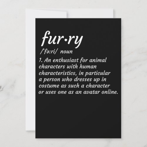 Definition Furry Fandom Furries Design Cosplay Holiday Card